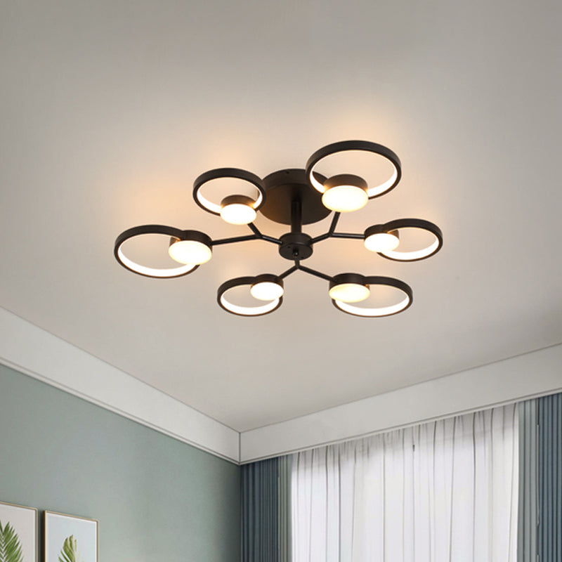 Blossom Close to Ceiling Light Fixture Contemporary Metal Living Room LED Semi Flush Mount Lamp in Black/Gold Black Clearhalo 'Ceiling Lights' 'Close To Ceiling Lights' 'Close to ceiling' 'Semi-flushmount' Lighting' 785921