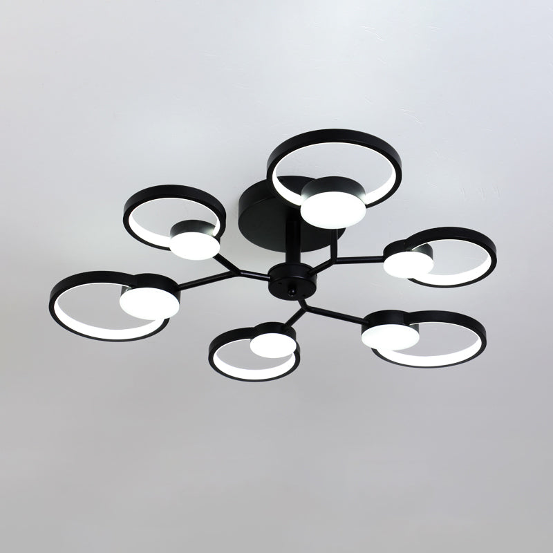 Blossom Close to Ceiling Light Fixture Contemporary Metal Living Room LED Semi Flush Mount Lamp in Black/Gold Clearhalo 'Ceiling Lights' 'Close To Ceiling Lights' 'Close to ceiling' 'Semi-flushmount' Lighting' 785923