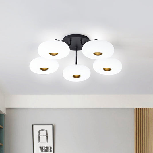 Modern Stylish Donut Semi Mount Lighting Acrylic Sitting Room LED Flush Ceiling Light in Black-White Clearhalo 'Ceiling Lights' 'Close To Ceiling Lights' 'Close to ceiling' 'Semi-flushmount' Lighting' 785930