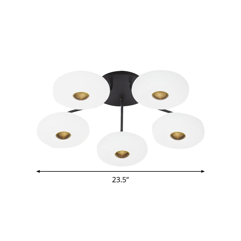 Modern Stylish Donut Semi Mount Lighting Acrylic Sitting Room LED Flush Ceiling Light in Black-White Clearhalo 'Ceiling Lights' 'Close To Ceiling Lights' 'Close to ceiling' 'Semi-flushmount' Lighting' 785932
