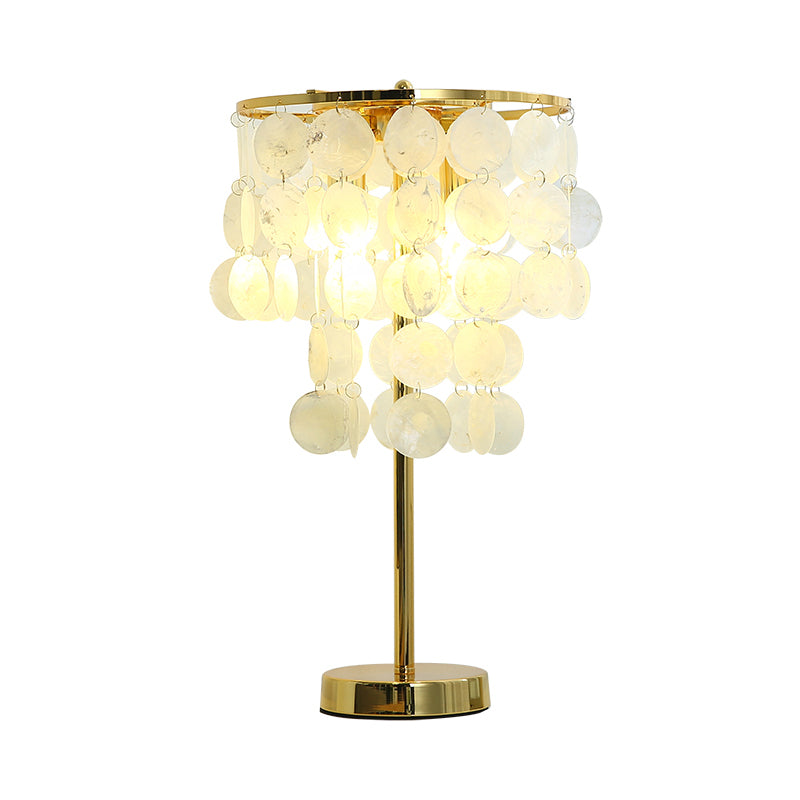 Cascading Shell Table Light Postmodern 1 Head White Nightstand Lamp with Gold Rod Arm Clearhalo 'Lamps' 'Table Lamps' Lighting' 785939