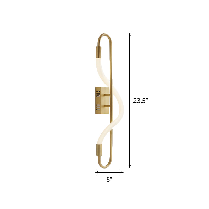 Simple LED Wall Lighting Ideas Gold Finish Oblong Wall Sconce with Tube Acrylic Shade Clearhalo 'Cast Iron' 'Glass' 'Industrial' 'Modern wall lights' 'Modern' 'Tiffany' 'Traditional wall lights' 'Wall Lamps & Sconces' 'Wall Lights' Lighting' 785972