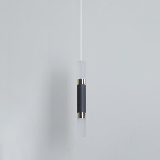Tube Bedside Pendulum Light Iron Minimalist 10"/12"/12.5" High LED Hanging Pendant in Black, Warm/White Light Clearhalo 'Ceiling Lights' 'Modern Pendants' 'Modern' 'Pendant Lights' 'Pendants' Lighting' 785975