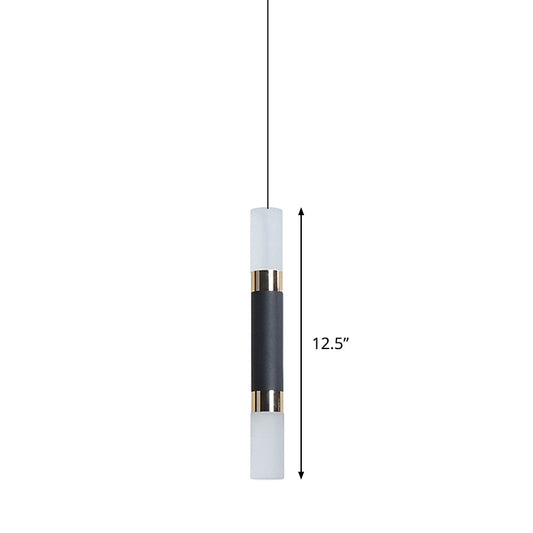 Tube Bedside Pendulum Light Iron Minimalist 10"/12"/12.5" High LED Hanging Pendant in Black, Warm/White Light Clearhalo 'Ceiling Lights' 'Modern Pendants' 'Modern' 'Pendant Lights' 'Pendants' Lighting' 785978
