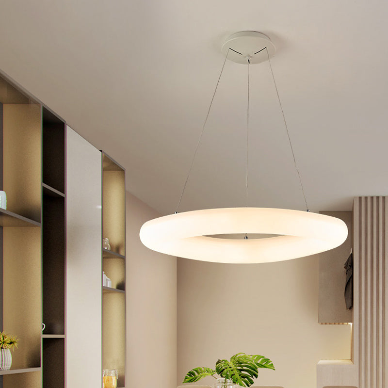 Closed Curve LED Hanging Light Minimalism Acrylic Dining Room Ceiling Pendant in White White Clearhalo 'Ceiling Lights' 'Modern Pendants' 'Modern' 'Pendant Lights' 'Pendants' Lighting' 785979