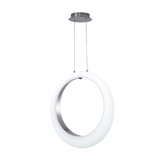 Acrylic Hoop Drop Pendant Simplicity White and Silver Inner LED Hanging Ceiling Light Clearhalo 'Ceiling Lights' 'Modern Pendants' 'Modern' 'Pendant Lights' 'Pendants' Lighting' 785985