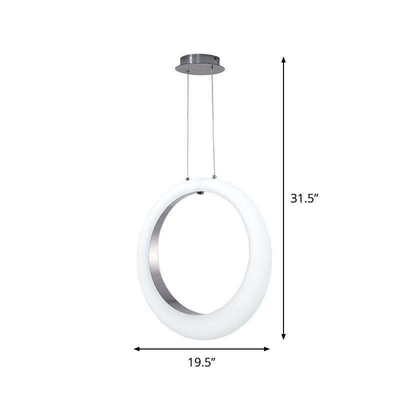 Acrylic Hoop Drop Pendant Simplicity White and Silver Inner LED Hanging Ceiling Light Clearhalo 'Ceiling Lights' 'Modern Pendants' 'Modern' 'Pendant Lights' 'Pendants' Lighting' 785986