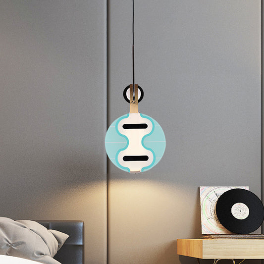 Thin Lute Down Lighting Pendant Modern Creative Acrylic Bedroom LED Ceiling Light in Blue Blue Clearhalo 'Ceiling Lights' 'Modern Pendants' 'Modern' 'Pendant Lights' 'Pendants' Lighting' 786007