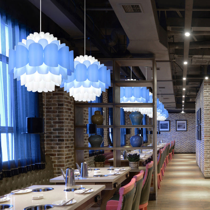 Blue Layered Floral Pendant Lighting Modernist Acrylic LED Hanging Ceiling Light for Restaurant Clearhalo 'Ceiling Lights' 'Modern Pendants' 'Modern' 'Pendant Lights' 'Pendants' Lighting' 786012