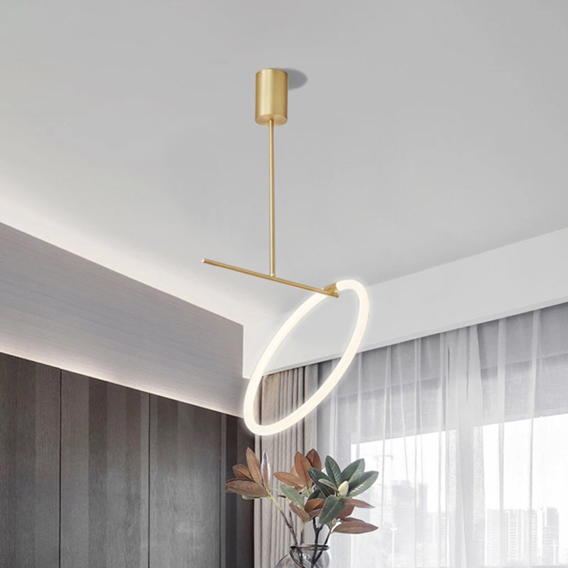 Hoop Ceiling Pendant Lamp Minimalist Acrylic White and Gold LED Suspended Lighting Fixture over Table Clearhalo 'Ceiling Lights' 'Modern Pendants' 'Modern' 'Pendant Lights' 'Pendants' Lighting' 786016
