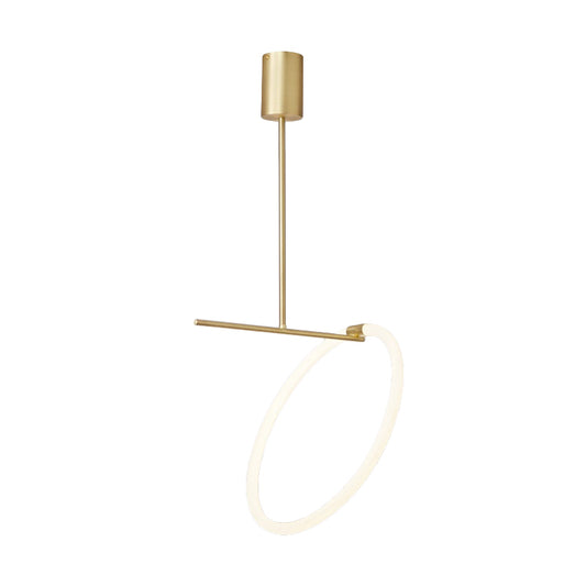 Hoop Ceiling Pendant Lamp Minimalist Acrylic White and Gold LED Suspended Lighting Fixture over Table Clearhalo 'Ceiling Lights' 'Modern Pendants' 'Modern' 'Pendant Lights' 'Pendants' Lighting' 786017