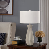 Countryside Vase Table Light Single Bulb Ceramic Night Lighting with White/Beige Round Shade Clearhalo 'Lamps' 'Table Lamps' Lighting' 786173