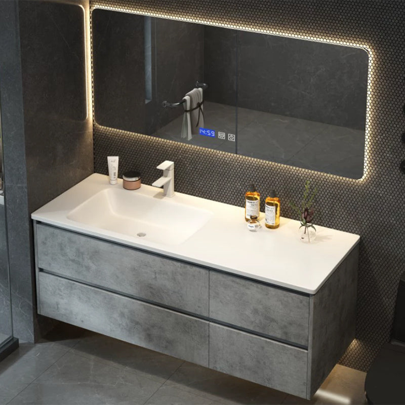 Wall Mount Sink Included Sink Vanity with Mirror Faucet for Bathroom Vanity & Faucet & Mirrors Gray Clearhalo 'Bathroom Remodel & Bathroom Fixtures' 'Bathroom Vanities' 'bathroom_vanities' 'Home Improvement' 'home_improvement' 'home_improvement_bathroom_vanities' 7862593