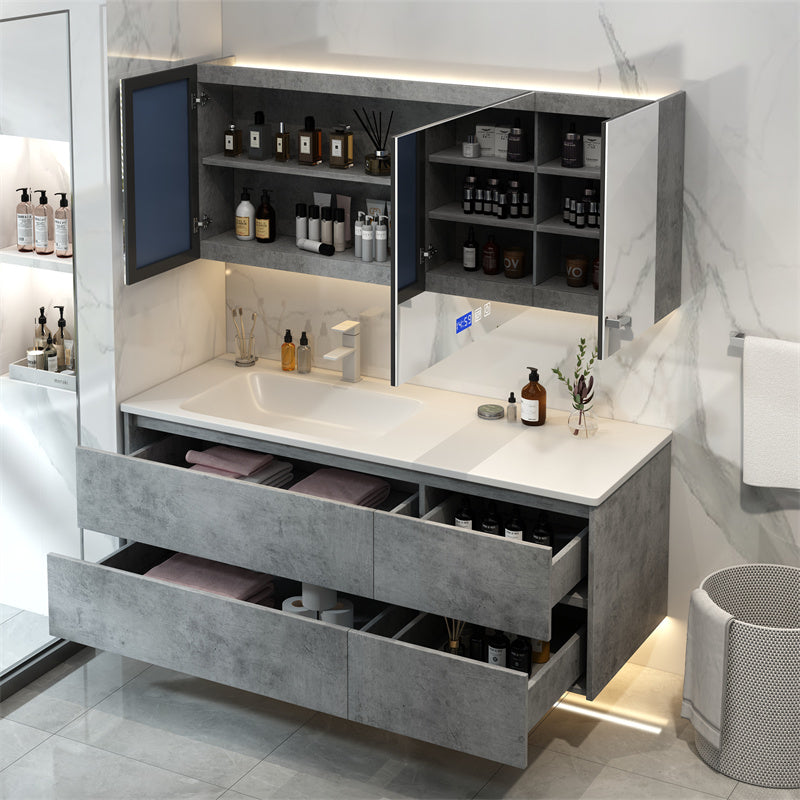 Wall Mount Sink Included Sink Vanity with Mirror Faucet for Bathroom Clearhalo 'Bathroom Remodel & Bathroom Fixtures' 'Bathroom Vanities' 'bathroom_vanities' 'Home Improvement' 'home_improvement' 'home_improvement_bathroom_vanities' 7862596