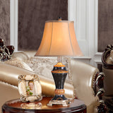 Flared Family Room Table Lamp Traditional Fabric 1-Light Khaki Nightstand Light Clearhalo 'Lamps' 'Table Lamps' Lighting' 786335