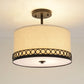 Drum Fabric Semi Mount Lighting Traditional 1 Head Bedroom Ceiling Light Fixture in Black Clearhalo 'Ceiling Lights' 'Close To Ceiling Lights' 'Close to ceiling' 'Semi-flushmount' Lighting' 786340