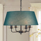 4 Lights Fabric Chandelier Light Rural Style Beige/Green Tapered Drum Dining Room Drop Pendant Clearhalo 'Ceiling Lights' 'Chandeliers' Lighting' options 786388