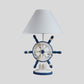 Wood Rudder Shape Night Table Light Mediterranean Style Single Blue Night Lamp with Cone Fabric Shade Clearhalo 'Lamps' 'Table Lamps' Lighting' 786425