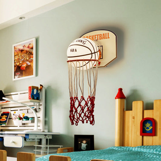 White and Red Basketball Wall Sconce Light Cartoon 1 Light Cream Glass Wall Lamp Fixture Clearhalo 'Wall Lamps & Sconces' 'Wall Lights' Lighting' 786428