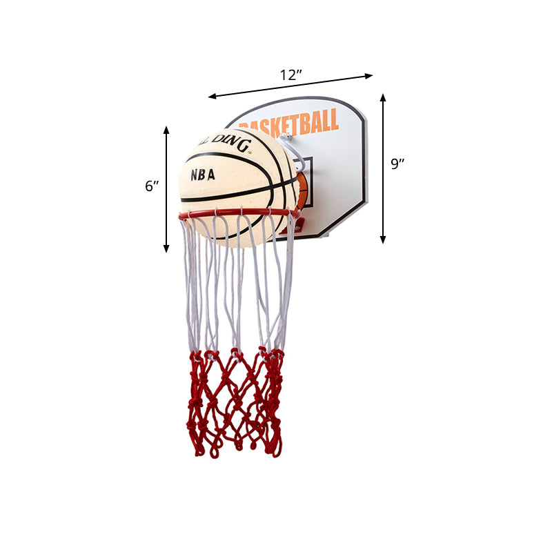 White and Red Basketball Wall Sconce Light Cartoon 1 Light Cream Glass Wall Lamp Fixture Clearhalo 'Wall Lamps & Sconces' 'Wall Lights' Lighting' 786430