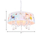 Fabric Drum Ceiling Chandelier Cartoon 5 Lights Blue Hanging Lamp Kit with Animals Pattern and Crystal Droplet Clearhalo 'Ceiling Lights' 'Chandeliers' Lighting' options 786442