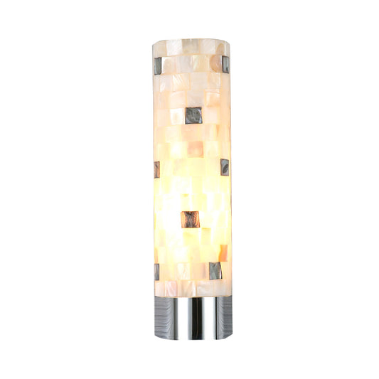 Pieced Work Pillar Wall Lamp Modern Shell 1 Head Bathroom Sconce Lighting in Chrome Clearhalo 'Cast Iron' 'Glass' 'Industrial' 'Modern wall lights' 'Modern' 'Tiffany' 'Traditional wall lights' 'Wall Lamps & Sconces' 'Wall Lights' Lighting' 786601