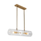 Clear Glass Horizontal Tube Island Pendant Minimalist 2 Heads Brass Finish Suspended Lighting Fixture Clearhalo 'Ceiling Lights' 'Glass shade' 'Glass' 'Island Lights' Lighting' 786752
