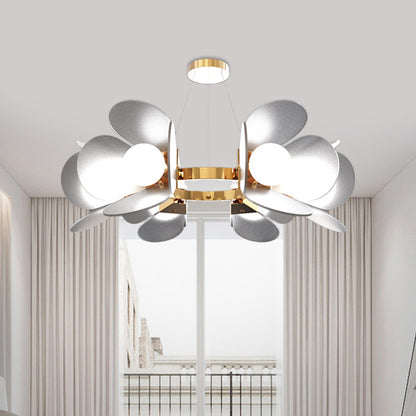 Gold Circle Hanging Chandelier Modernist 6-Light Metal Pendant Lighting with Panel Acrylic Shade Gold Clearhalo 'Ceiling Lights' 'Chandeliers' 'Modern Chandeliers' 'Modern' Lighting' 786795