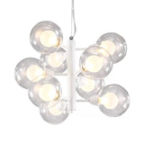White Double Bubble Hanging Chandelier Modernist 9 Bulbs Translucent Glass Suspension Pendant Clearhalo 'Ceiling Lights' 'Chandeliers' 'Modern Chandeliers' 'Modern' Lighting' 786853