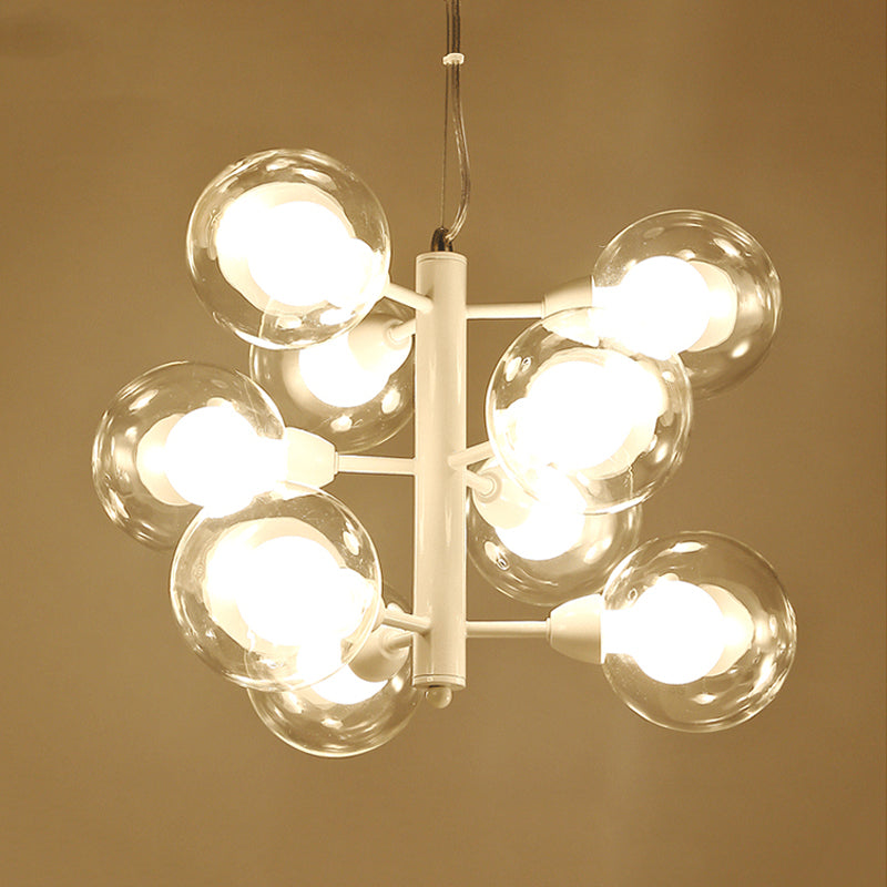 White Double Bubble Hanging Chandelier Modernist 9 Bulbs Translucent Glass Suspension Pendant Clearhalo 'Ceiling Lights' 'Chandeliers' 'Modern Chandeliers' 'Modern' Lighting' 786854