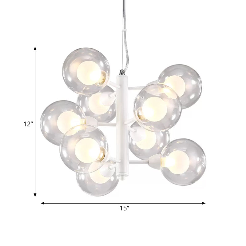 White Double Bubble Hanging Chandelier Modernist 9 Bulbs Translucent Glass Suspension Pendant Clearhalo 'Ceiling Lights' 'Chandeliers' 'Modern Chandeliers' 'Modern' Lighting' 786855
