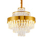 9/12 Lights Clear Crystal Chandelier Lamp Modern Gold Tiered Round Dining Room Pendant Lighting, 16"/19.5" Wide Clearhalo 'Ceiling Lights' 'Chandeliers' 'Close To Ceiling Lights' 'Glass shade' 'Glass' 'Modern Chandeliers' 'Modern' Lighting' 786944