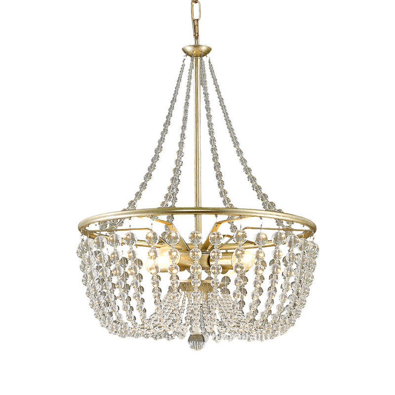 4 Heads Ceiling Chandelier Modern Style Living Room Hanging Light Kit with Basket Crystal Shade in Gold Clearhalo 'Ceiling Lights' 'Chandeliers' 'Modern Chandeliers' 'Modern' Lighting' 786957