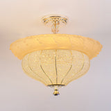 LED Semi Flush Industrial Urn Shape Crystal-Encrusted Close to Ceiling Light in Gold Clearhalo 'Ceiling Lights' 'Close To Ceiling Lights' 'Close to ceiling' 'Semi-flushmount' Lighting' 787012