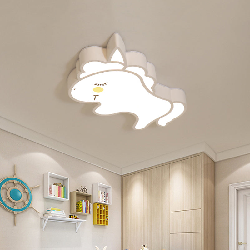 White Unicorn LED Ceiling Mount Light Cartoon Acrylic LED Flush-Mount Light Fixture for Nursery Clearhalo 'Ceiling Lights' 'Close To Ceiling Lights' 'Close to ceiling' 'Flush mount' Lighting' 787027