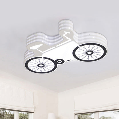 Bicycle Child Dormitory Flushmount Iron Kids LED Close to Ceiling Light with Recessed Diffuser in White White Clearhalo 'Ceiling Lights' 'Close To Ceiling Lights' 'Close to ceiling' 'Flush mount' Lighting' 787059