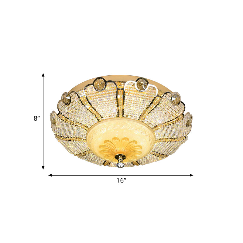 16"/19.5" W LED Flush Mount Spotlight Modernism Scalloped Crystal Close to Ceiling Light in Gold Clearhalo 'Ceiling Lights' 'Close To Ceiling Lights' 'Close to ceiling' 'Flush mount' Lighting' 787078