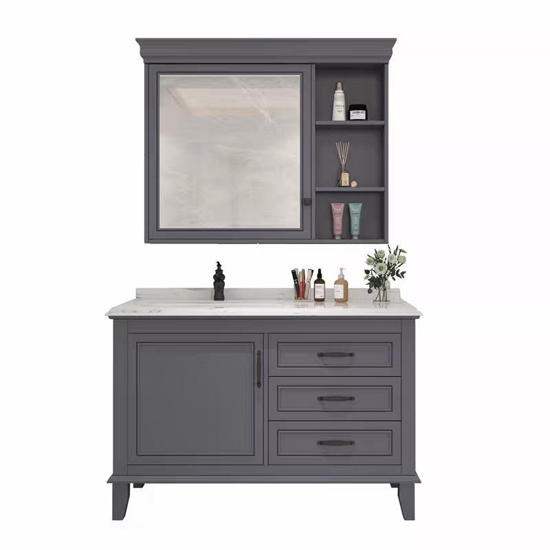 Modern Gray Sink Vanity Freestanding Wooden Bathroom Vanity with Drawers Clearhalo 'Bathroom Remodel & Bathroom Fixtures' 'Bathroom Vanities' 'bathroom_vanities' 'Home Improvement' 'home_improvement' 'home_improvement_bathroom_vanities' 7871967