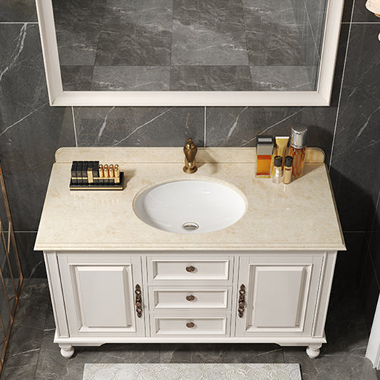 Wood Bathroom Vanity Drawers Mirror Single Sink Freestanding Bath Vanity with 2 Doors Clearhalo 'Bathroom Remodel & Bathroom Fixtures' 'Bathroom Vanities' 'bathroom_vanities' 'Home Improvement' 'home_improvement' 'home_improvement_bathroom_vanities' 7871994