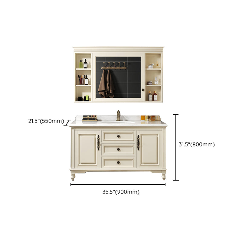 Wood Bathroom Vanity Drawers Mirror Single Sink Freestanding Bath Vanity with 2 Doors Clearhalo 'Bathroom Remodel & Bathroom Fixtures' 'Bathroom Vanities' 'bathroom_vanities' 'Home Improvement' 'home_improvement' 'home_improvement_bathroom_vanities' 7872018