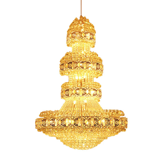 Modern Stylish 4 Tiers Chandelier Opulent Crystal LED Ceiling Hanging Light in Gold for Lobby Clearhalo 'Ceiling Lights' 'Chandeliers' 'Modern Chandeliers' 'Modern' Lighting' 787277