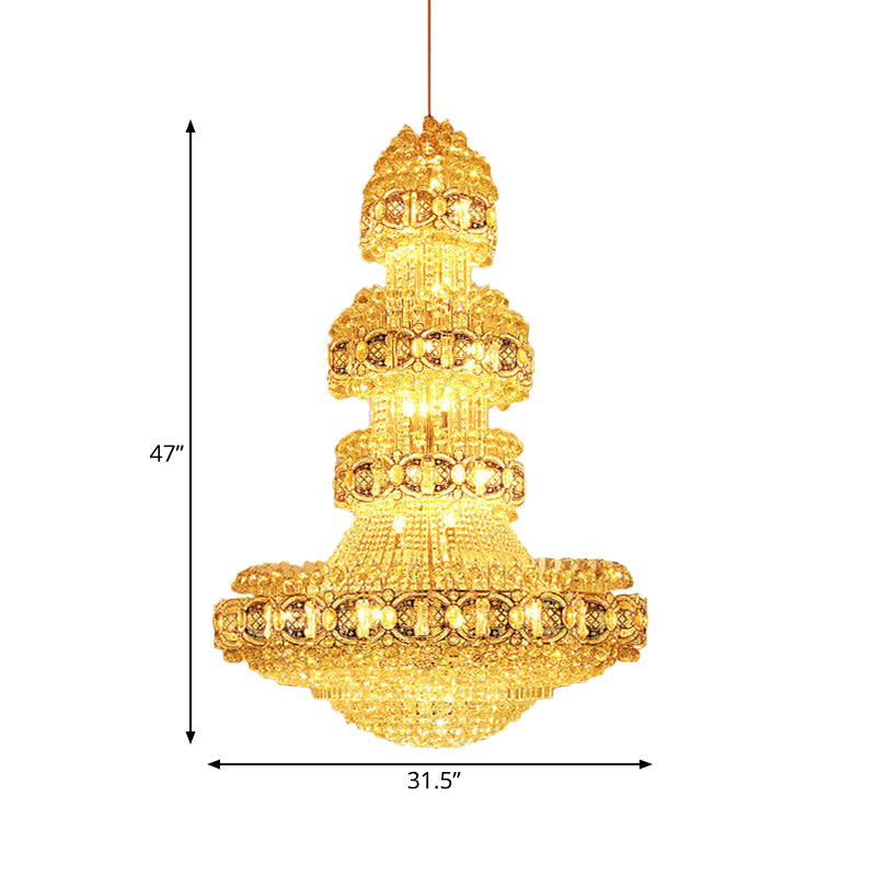 Modern Stylish 4 Tiers Chandelier Opulent Crystal LED Ceiling Hanging Light in Gold for Lobby Clearhalo 'Ceiling Lights' 'Chandeliers' 'Modern Chandeliers' 'Modern' Lighting' 787278