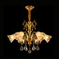 Brass Flower Pendant Chandelier Retro Clear Glass 6 Lights Living Room Hanging Lamp with Crystal Drape Clearhalo 'Ceiling Lights' 'Chandeliers' 'Modern Chandeliers' 'Modern' Lighting' 787288