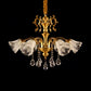 Brass Flower Pendant Chandelier Retro Clear Glass 6 Lights Living Room Hanging Lamp with Crystal Drape Clearhalo 'Ceiling Lights' 'Chandeliers' 'Modern Chandeliers' 'Modern' Lighting' 787289