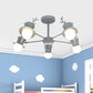 5/8-Head Sitting Room Chandelier Light Nordic Grey/Black Rotatable Hanging Lamp with Antler Cap Iron Shade Clearhalo 'Ceiling Lights' 'Chandeliers' Lighting' options 787296