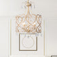 Silver 4 Lights Chandelier Antique Crystal Beaded Drum Hanging Lamp with Swirl Pattern Clearhalo 'Ceiling Lights' 'Chandeliers' Lighting' options 787341