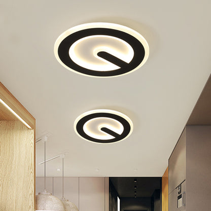 Minimalist Circular Ceiling Flush Acrylic LED Corridor Flush Mount Light Fixture in Black, Warm/White Light Black Clearhalo 'Ceiling Lights' 'Close To Ceiling Lights' 'Close to ceiling' 'Flush mount' Lighting' 787395
