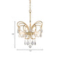 3 Bulbs Butterfly Chandelier Lighting Rural Gold Metal Pendant Lamp with Crystal Strand Decor Clearhalo 'Ceiling Lights' 'Chandeliers' Lighting' options 787466