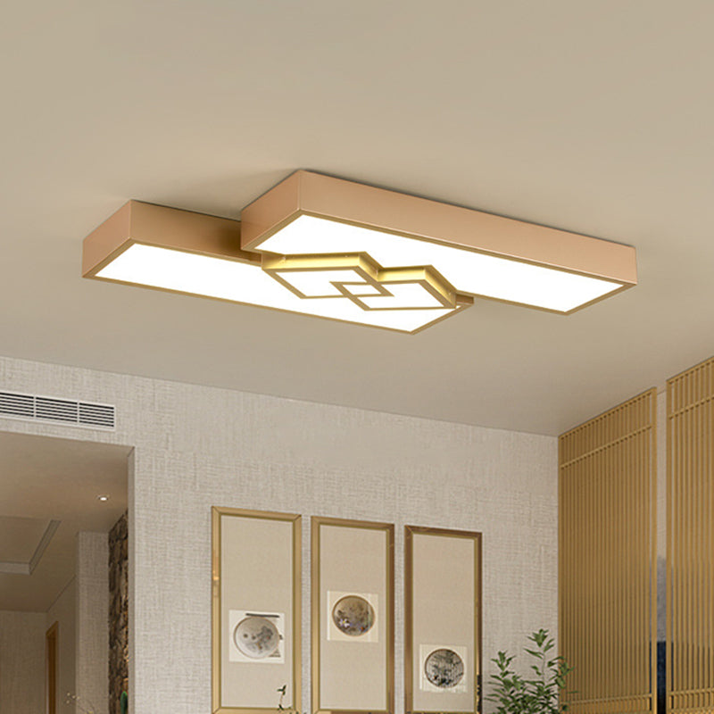 30"/39" L Rectangle Flushmount Lighting Modernist Metallic LED Gold Ceiling Mounted Fixture for Living Room Gold Clearhalo 'Ceiling Lights' 'Close To Ceiling Lights' 'Close to ceiling' 'Flush mount' Lighting' 787605