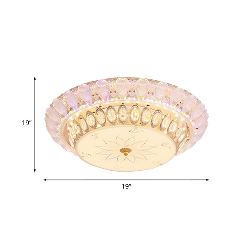 Classic Bowl Flush Mount Light Crystal Embedded LED Close to Ceiling Lighting Fixture in Gold Clearhalo 'Ceiling Lights' 'Close To Ceiling Lights' 'Close to ceiling' 'Flush mount' Lighting' 787678